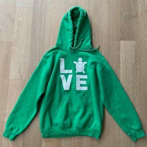 Green I Love Turtles Hoodie.